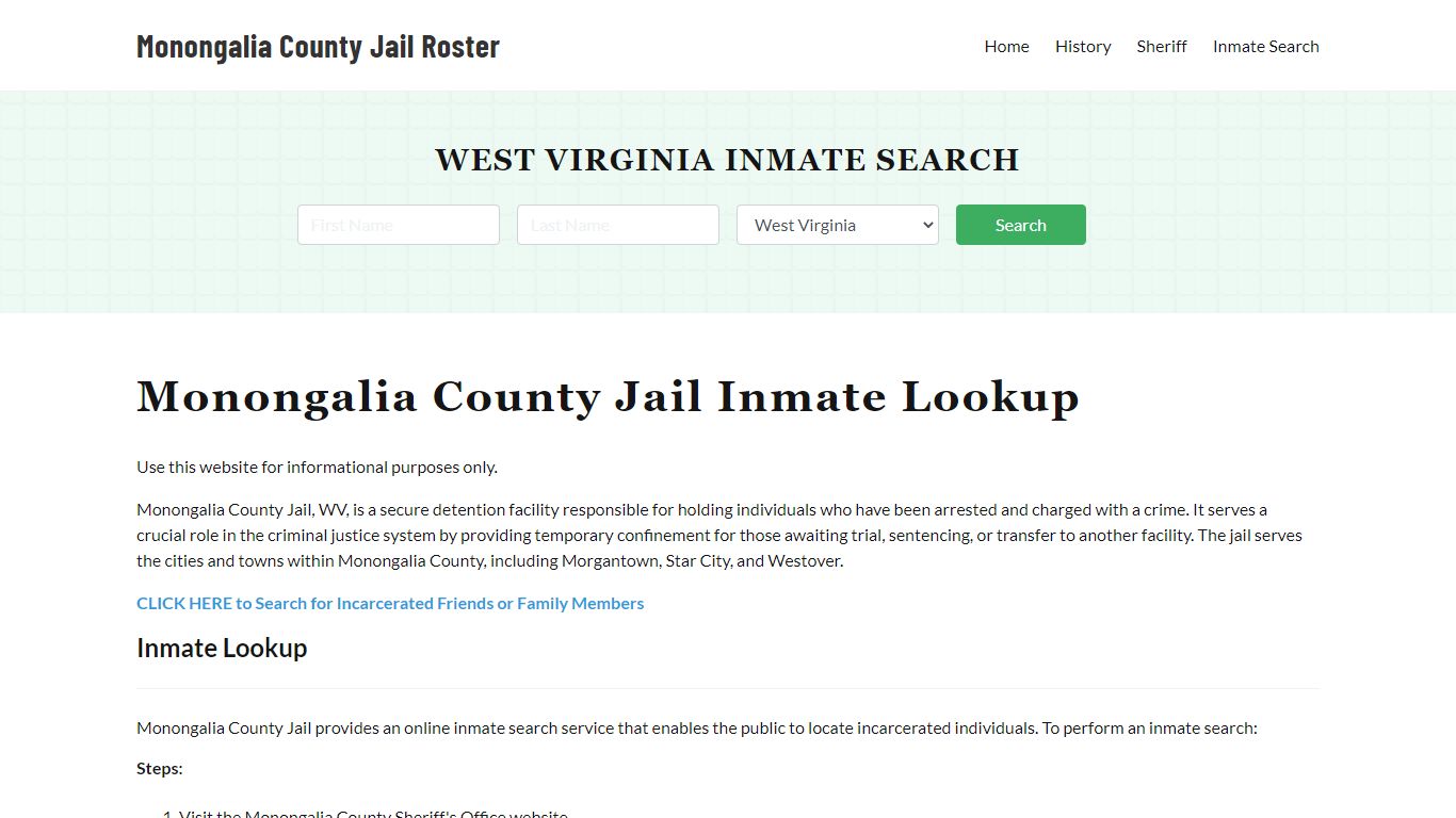 Monongalia County Jail Roster Lookup, WV, Inmate Search